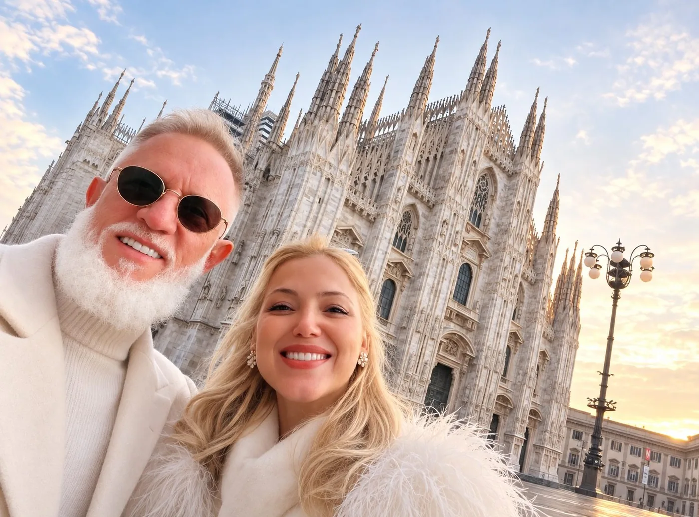 Antonio e Carla davanti al Duomo di Milano
